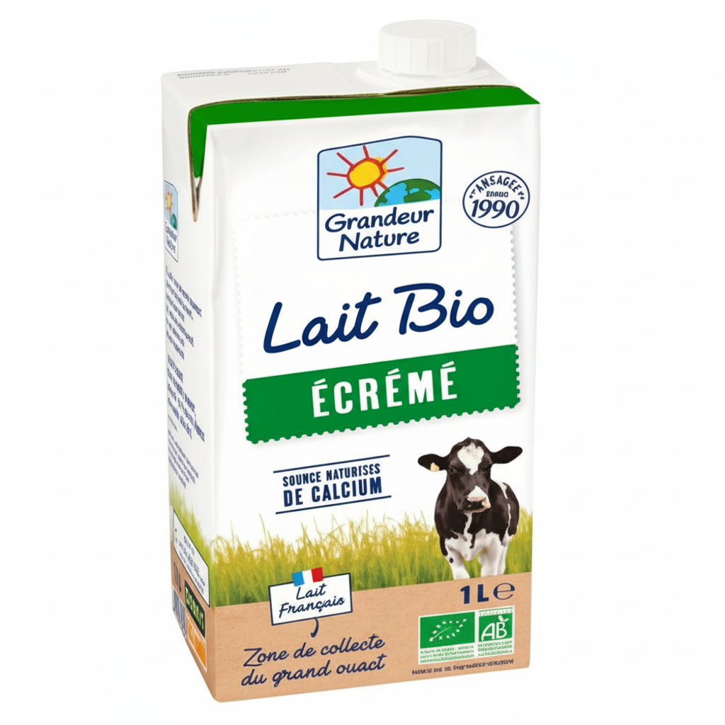 GRANDEUR NATURE -- Lait uht ecreme brique
