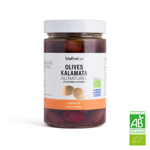 Olive kalamon noire de kalamata dénoyautée en saumure traditionnelle bio - 1